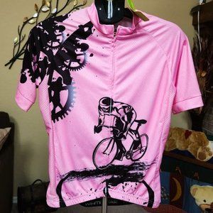 NWT Weimostar ladies pink / black sz XL cycling / bike jersey / shirt w / pocket